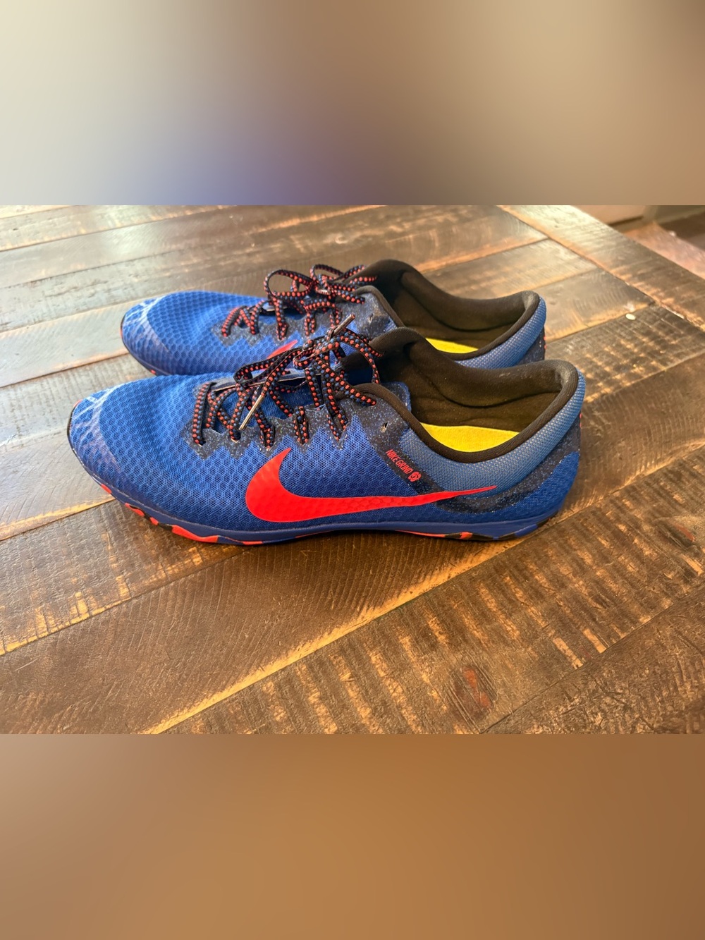 NIKE Grind XC Rival  Royal Blue Red Check Waffle Racing Running Track Mens 12.5